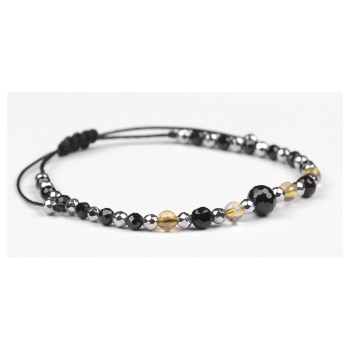 Bransoletka celebrytka czarny TURMALIN CYTRYN HEMATYT ochrona i energia